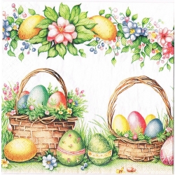 Serwetka -3391- pisanki, koszyczek ,łąka